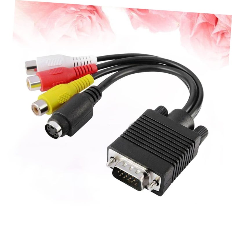 محول VGA إلى تلفزيون مع كابل صوت 3.5 ملم ومخرجات S-Video المركبة باللون الأسود - Image 5