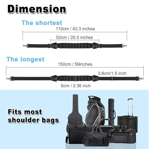 Vigorport Shoulder Strap, 59” Fixed Cushion Pad Luggage Shoulder Strap, Universal Comfortable Bag Strap Replacement for Briefcase, Laptop, Duffel with Swivel Hooks (Black, 59 Inch) - Image 4