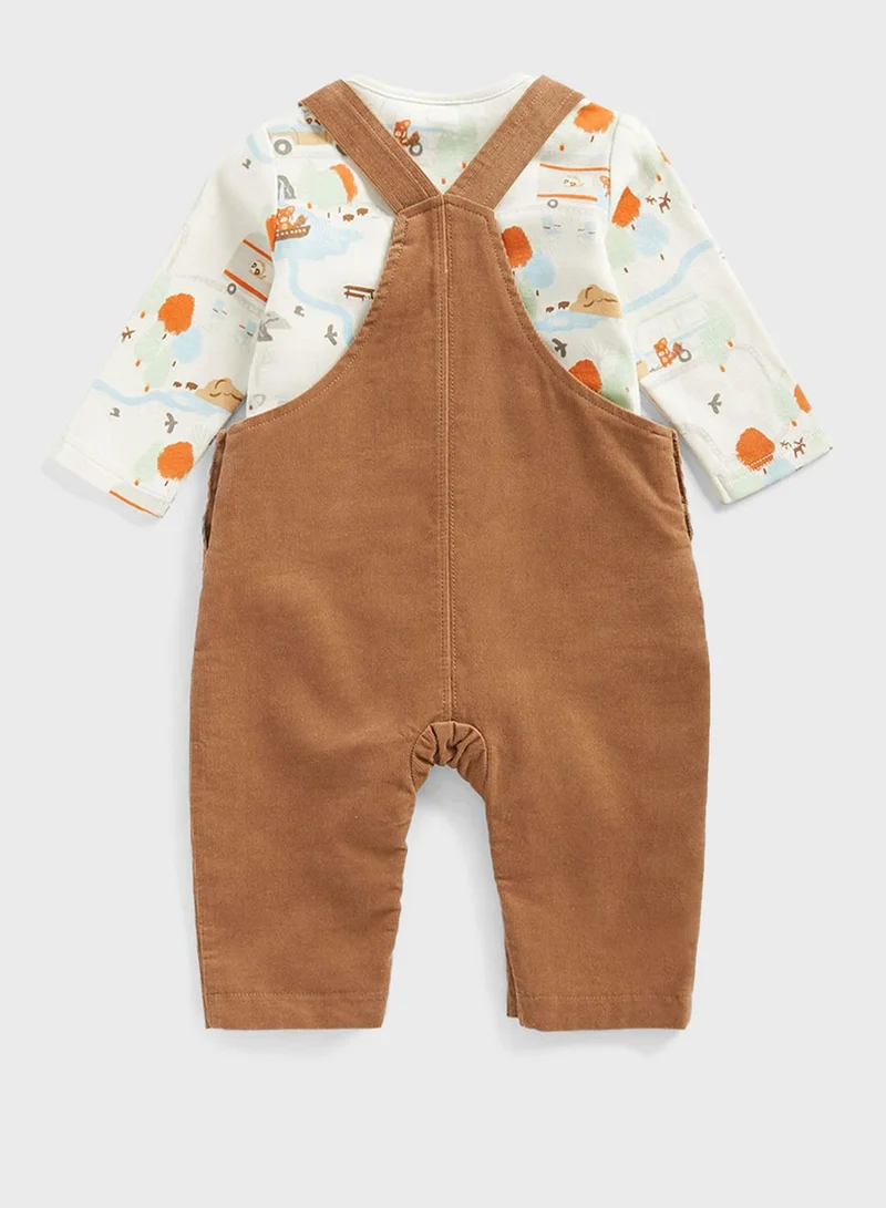 mothercare Infant Printed Bodysuit & Corduroy Dungaree Set