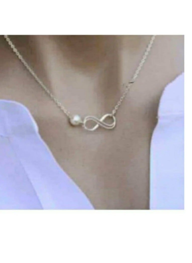 اكسوارات ار ايه عقد حريمي شيك جدا لولي (لؤلؤ) اوف وايت - و سلسلة فضى مع انفينتى - Image 1