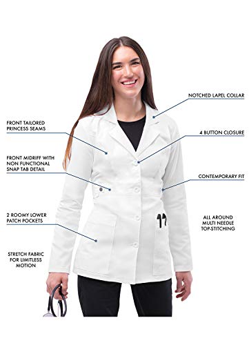 Adar Uniforms, Universal Stretch Lab Coat for Women - 28" Tab-Waist Lab Coat - 3300 - White - M - Image 3