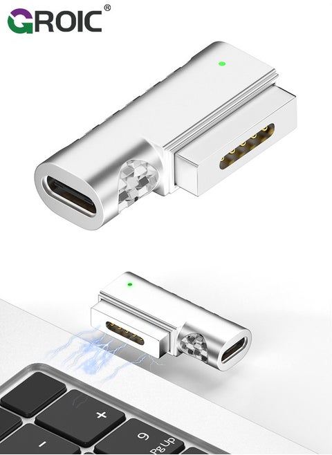 USB C to Magnetic T-Tip Charging Adapter, 90 Degree USB Type-C to Magnetic 2 T-Head 100W Power Fast Charging Converter for 2013-2015 MacBook Pro Air