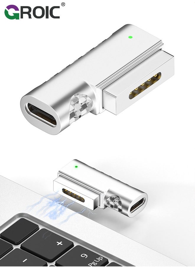 GROIC USB C to Magnetic T-Tip Charging Adapter, 90 Degree USB Type-C to Magnetic 2 T-Head 100W Power Fast Charging Converter for 2013-2015 MacBook Pro Air  - Image 1