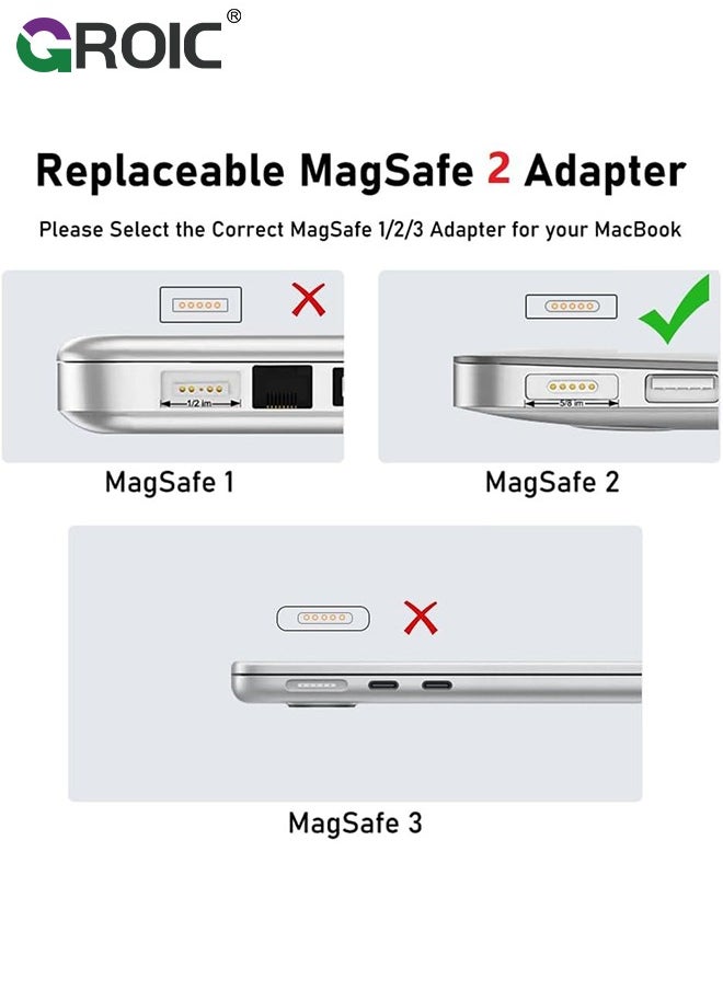 USB C to Magnetic T-Tip Charging Adapter, 90 Degree USB Type-C to Magnetic 2 T-Head 100W Power Fast Charging Converter for 2013-2015 MacBook Pro Air