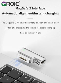 GROIC USB C to Magnetic T-Tip Charging Adapter, 90 Degree USB Type-C to Magnetic 2 T-Head 100W Power Fast Charging Converter for 2013-2015 MacBook Pro Air  - Image 3