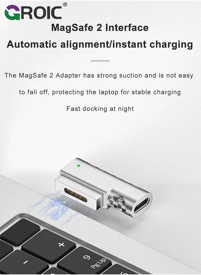 GROIC USB C to Magnetic T-Tip Charging Adapter, 90 Degree USB Type-C to Magnetic 2 T-Head 100W Power Fast Charging Converter for 2013-2015 MacBook Pro Air  - Image 3