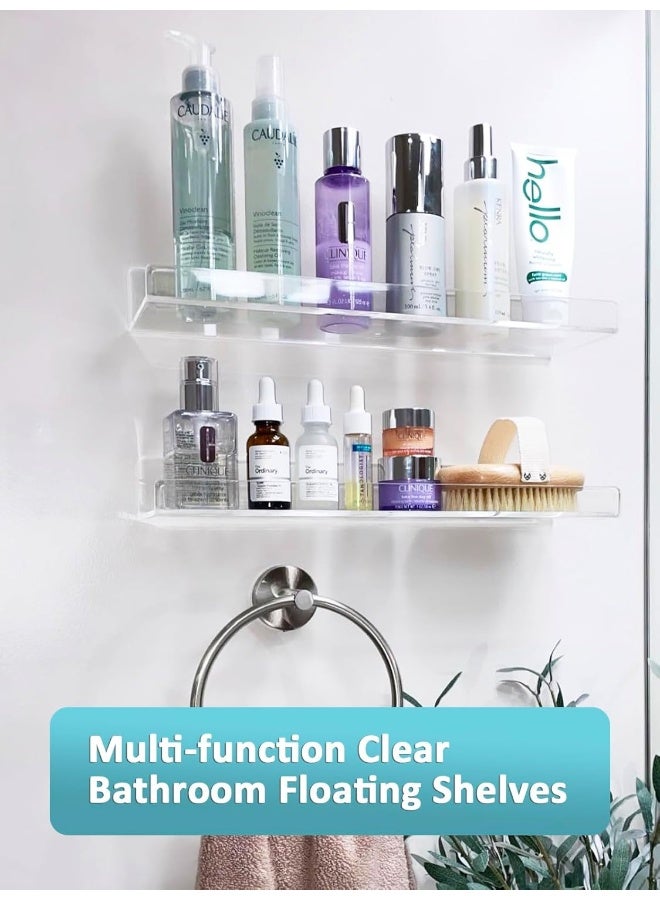 TPGP 4 Pack Acrylic Shelves, Self-Adhesive 15" Floating Shelf Wall Mount for Home Organization & Wall Decor, Display Ledge Shelves for Bathroom, Living Room, Bedroom, and Kitchen - Image 5