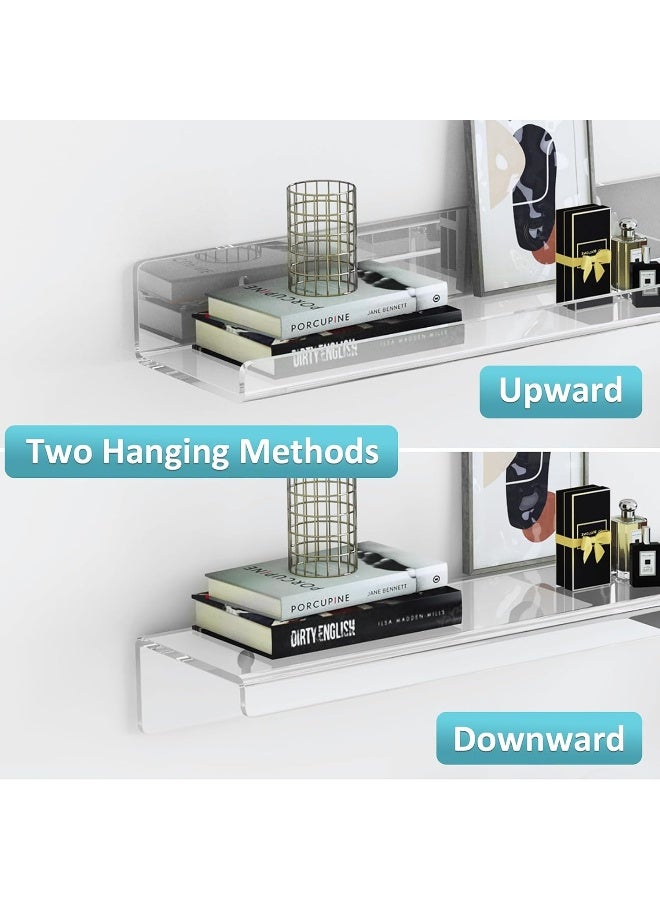 TPGP 4 Pack Acrylic Shelves, Self-Adhesive 15" Floating Shelf Wall Mount for Home Organization & Wall Decor, Display Ledge Shelves for Bathroom, Living Room, Bedroom, and Kitchen - Image 4