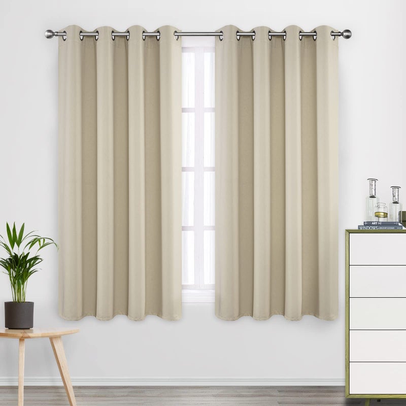 CUCRAF Blackout Curtains 63 inches Long for Bedroom Light Blocking Drapes for NurseryLiving RoomSet of 2 Panels 52 x 63 inches Beige
