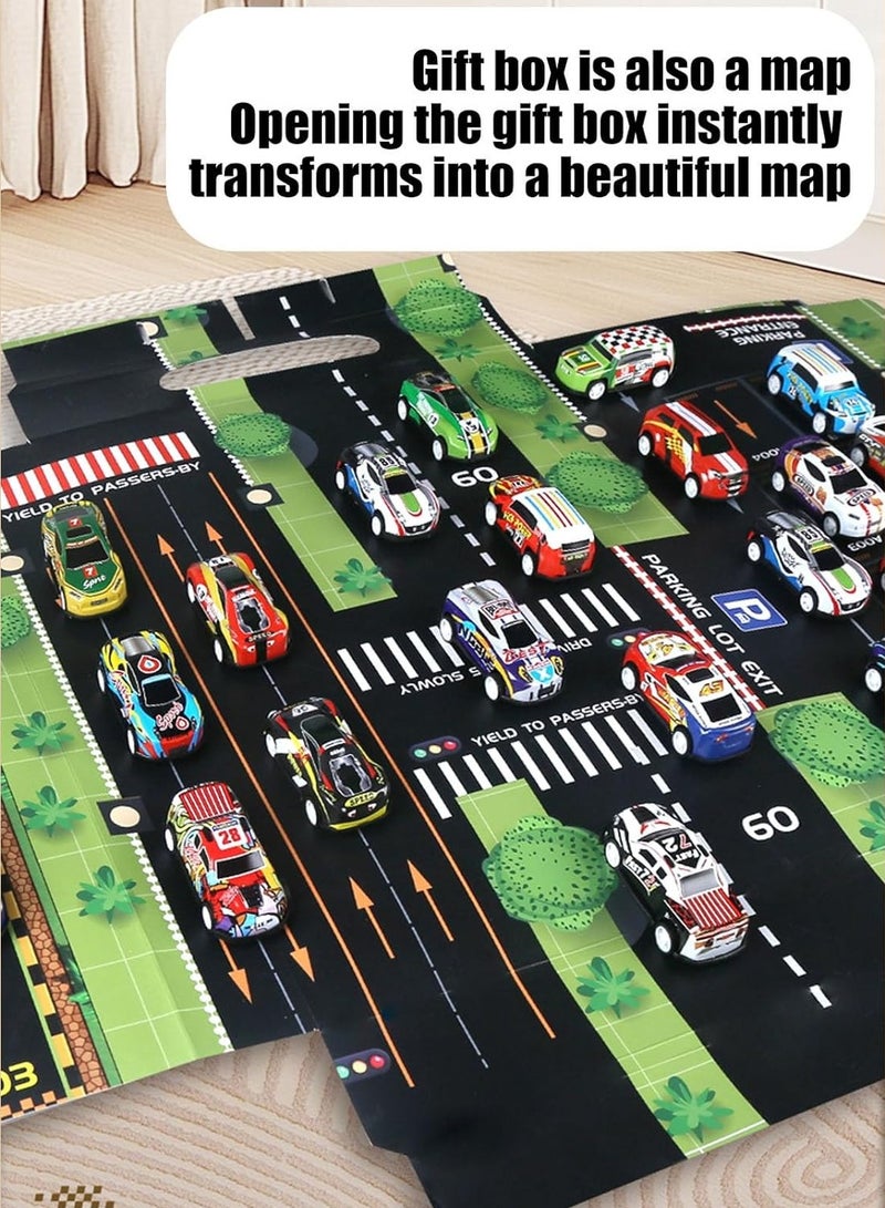 48-Piece Pull Back Race Cars Toy Set – Mini Toy Cars for Boys & Girls, Party Favors for Toddlers, Gift Set with Map & Storage Box, Fun Goodie Bag for 3-10 Year Old Kids, Ideal for Birthdays & Celebrations  - Image 4