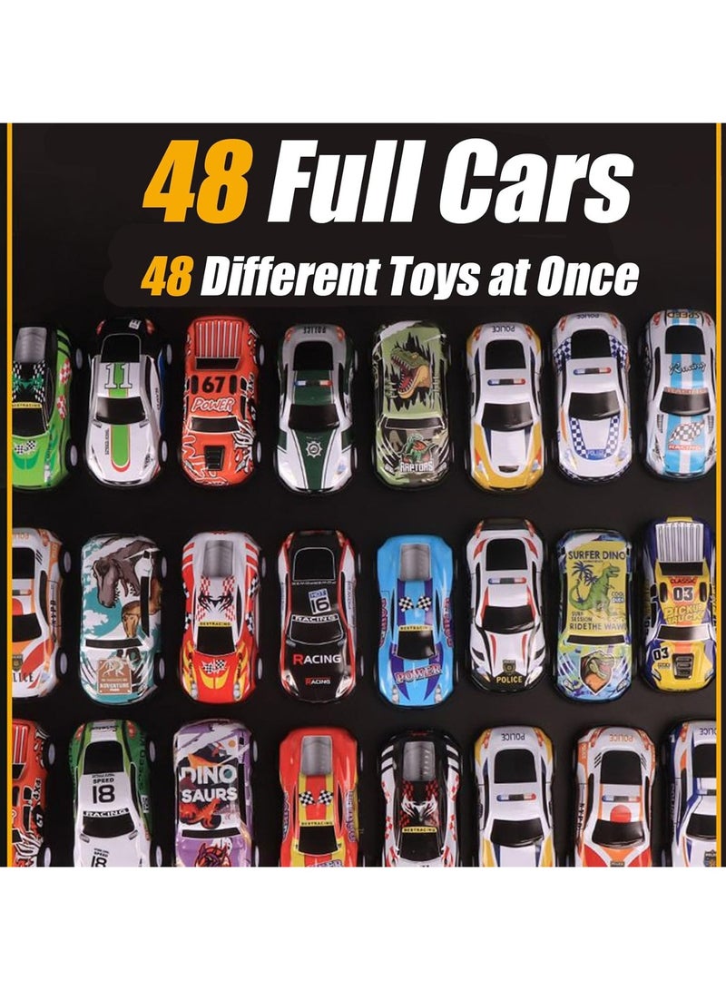48-Piece Pull Back Race Cars Toy Set – Mini Toy Cars for Boys & Girls, Party Favors for Toddlers, Gift Set with Map & Storage Box, Fun Goodie Bag for 3-10 Year Old Kids, Ideal for Birthdays & Celebrations  - Image 3