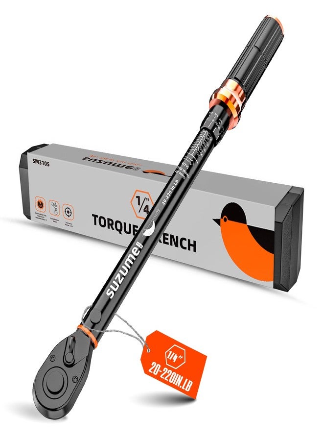 SUZUME 𝐒𝐔𝐙𝐔𝐌𝐄 1/4 Torque Wrench (20-220 In.Lb/ 2.3-24.9 N.m) ±3% High Accuracy Torque Wrench 72 Tooth Dual-Direction Adjustable Dual-Scales Inch Pound Torque Wrench for Bike - Image 1