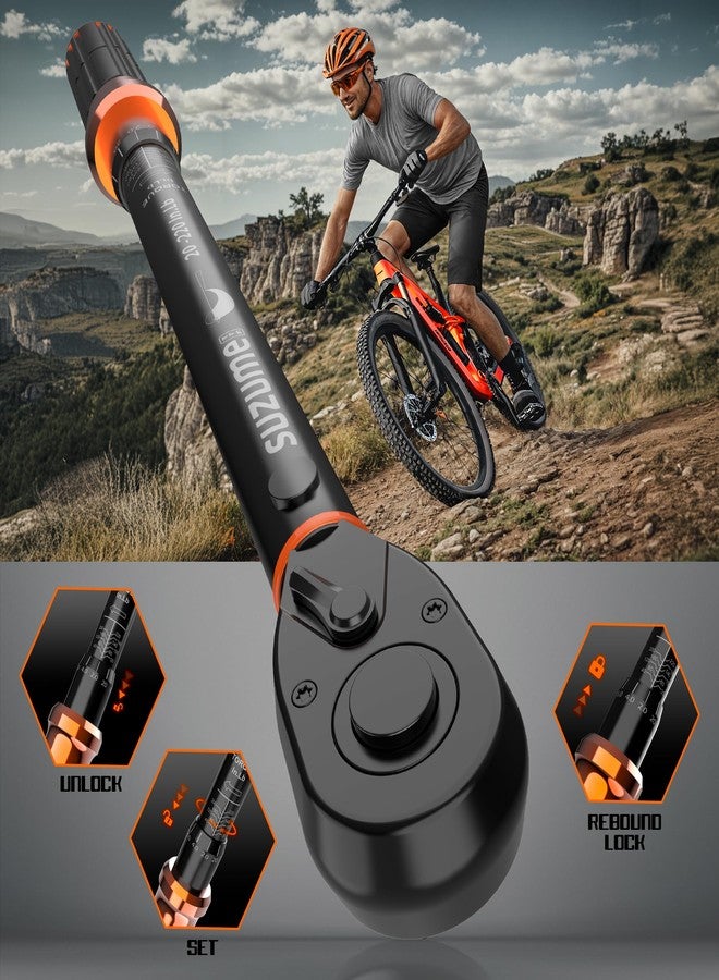 SUZUME 𝐒𝐔𝐙𝐔𝐌𝐄 1/4 Torque Wrench (20-220 In.Lb/ 2.3-24.9 N.m) ±3% High Accuracy Torque Wrench 72 Tooth Dual-Direction Adjustable Dual-Scales Inch Pound Torque Wrench for Bike - Image 3