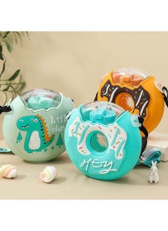 hibobi 380ml Donut-Shaped Water Cup Kids Plastic Straw Cup Green  - Image 3