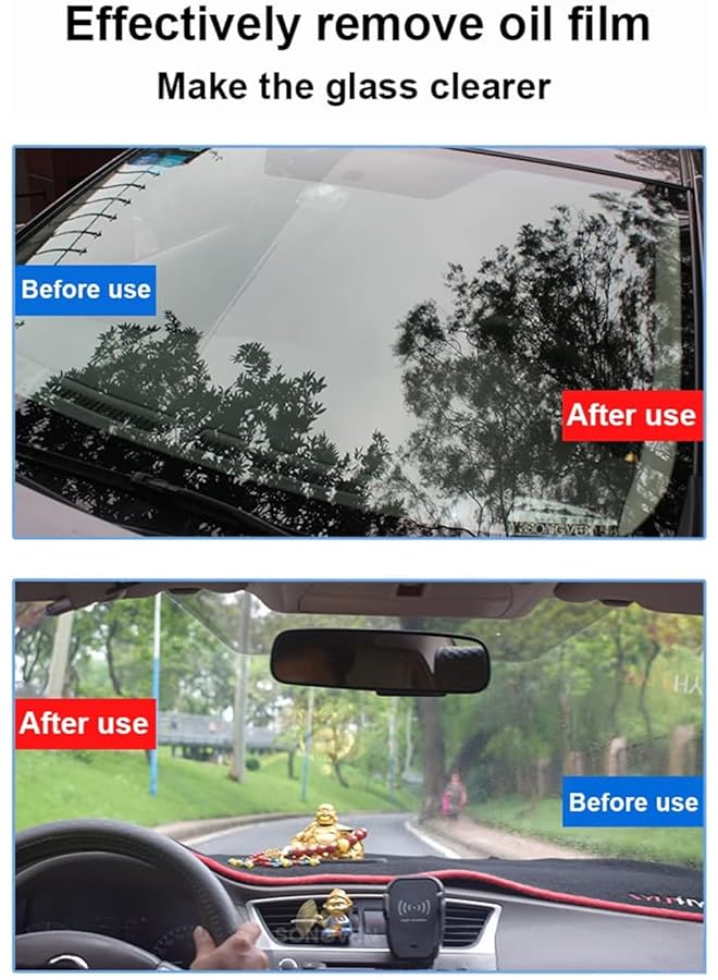 Azonee Car Glass Oil Film Cleaner, Automotive Oil Stain & Water Spot Remover Cream With Sponge, Clear Removal Paste For Car Glass, Windows, Mirrors  - Image 2