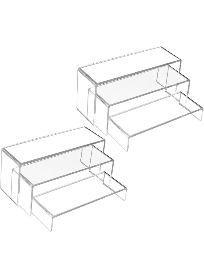 TPGP 2 Sets Clear Acrylic Display Risers, Showcase Shelf For Jewelry, Figures, Buffets And Cupcakes (Large, Clear) - Image 1