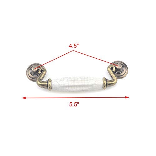 Geesatis 6 Pack Vintage Cabinet Pulls, PremiumZinc Alloy and Ceramics Handles for Home Decoration, Kitchen Cabinets, Drawers, Dressers, Cupboards (4.5" Hole Centers, Screws Included) - Image 2