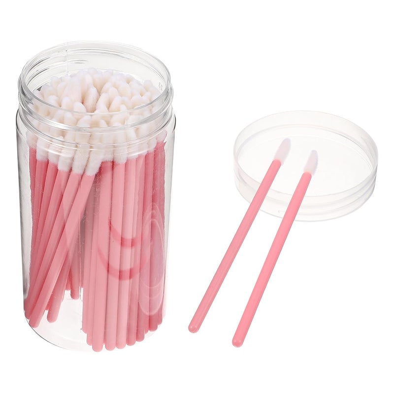 100pcs Disposable Lip Brush Makeup Tool Plastic Lipstick Applicators Pink Bulk Pack for Professional Beauty and Personal Care Use - Image 1