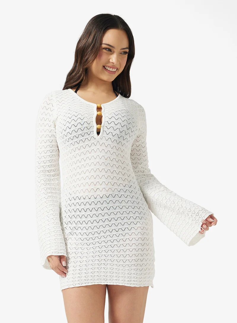 جينجر Crochet Cutout Detail Beach Dress