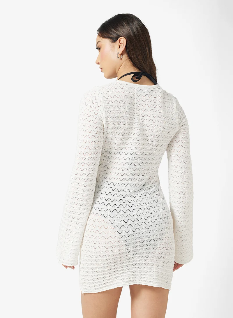 جينجر Crochet Cutout Detail Beach Dress