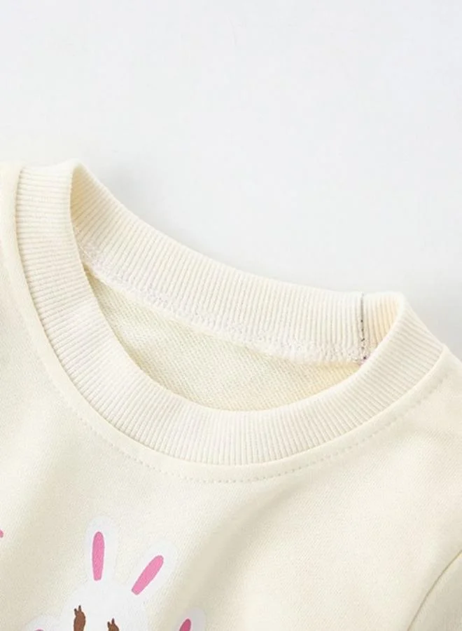 YUNIQEE White Printed Long Sleeve Crew Neck T-Shirt