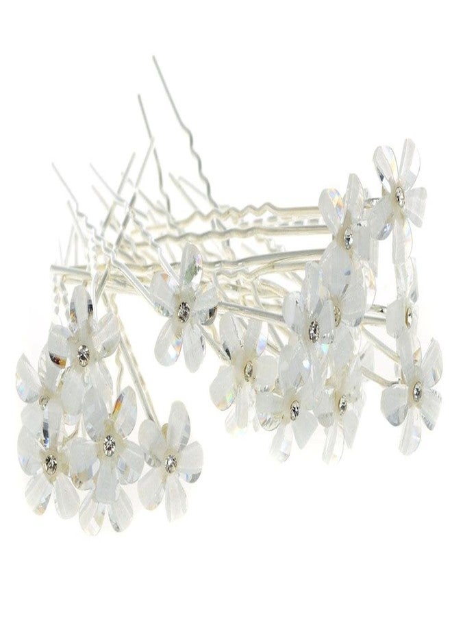 Yantu Womens Flower Hair Pins Bridal Wedding Hair Pin with Crystal (small flower) - Image 1