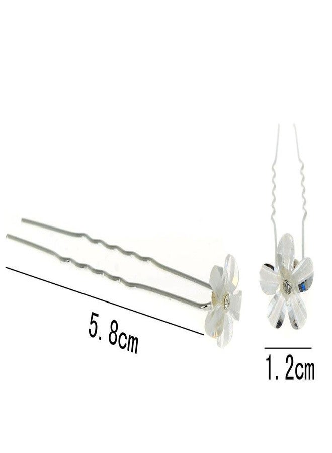 Yantu Womens Flower Hair Pins Bridal Wedding Hair Pin with Crystal (small flower) - Image 2