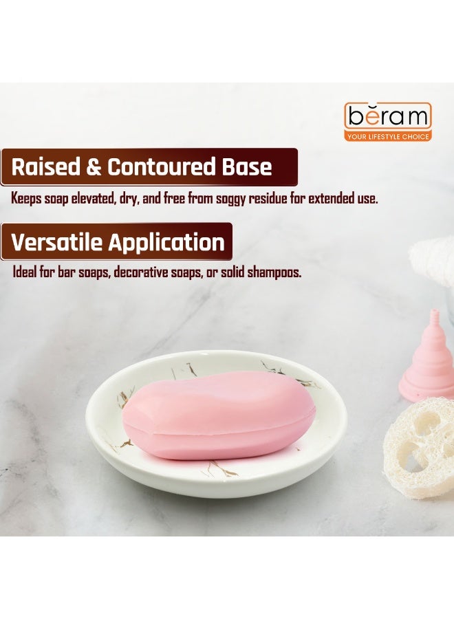 بيرام صحن صابون من طقم بيرهام الرخامي باللونين الذهبي والأبيض (أطراف مستديرة) – ضمن طقم مكوّن من 4 قطع يشمل موزع لوشن، حامل فرشاة أسنان، كوب، وصحن صابون. يتميز بمظهر رخامي فاخر مصنوع من السيراميك اللامع مع لمسة أنيقة وراقية. - Image 5