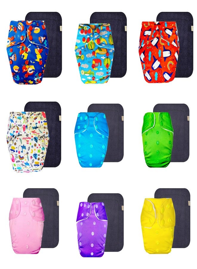 Dumbledo Premium Cloth Diaper with Black Insert (Pack of 9) | Soft & Gentle | Leakproof | Travel Friendly | Everyday Diapering Essential | 3 Months - 3 Years | Unisex Baby - Image 1