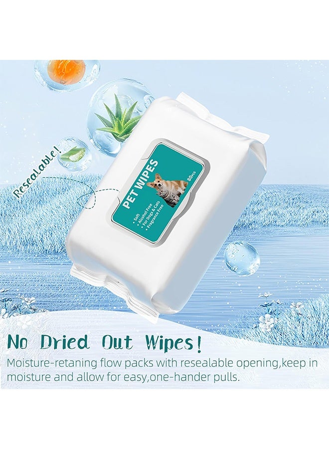 GMORO 1pack Dog Wipes 80pcs, Pet Grooming Wipes for Dogs & Cats, for full body, eye wipes, ear wipes, Paws, & Butt - Image 4