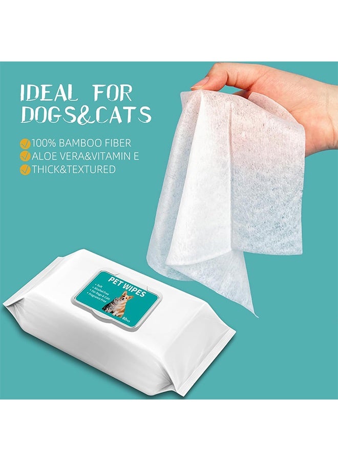 GMORO 1pack Dog Wipes 80pcs, Pet Grooming Wipes for Dogs & Cats, for full body, eye wipes, ear wipes, Paws, & Butt - Image 2