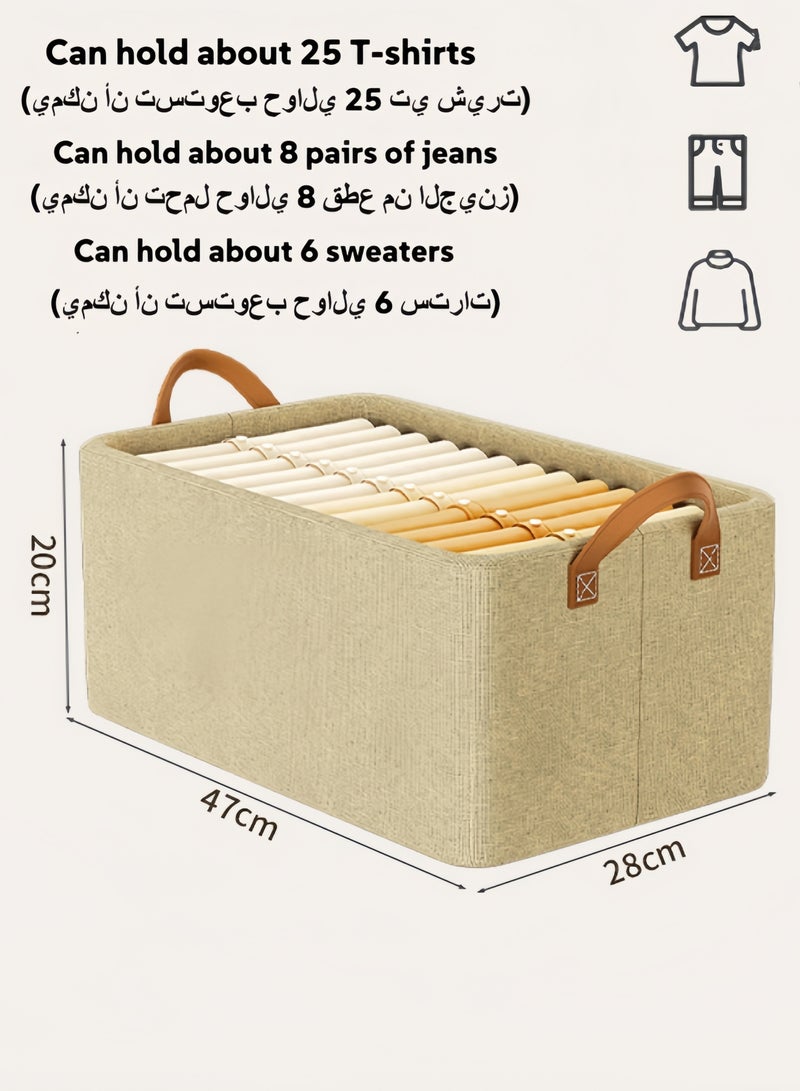 nihao 6 Pieces Bedroom Clothes Storage and Organization Box, Storage Closet Bins with Metal Frame, Fabric Storage Bins, Extra Large Foldable Storage Boxes, Closet Organizers and Storage Baskets for Closet Living Room Shelves, Beige (6Pcs×47*28*20CM) - Image 5