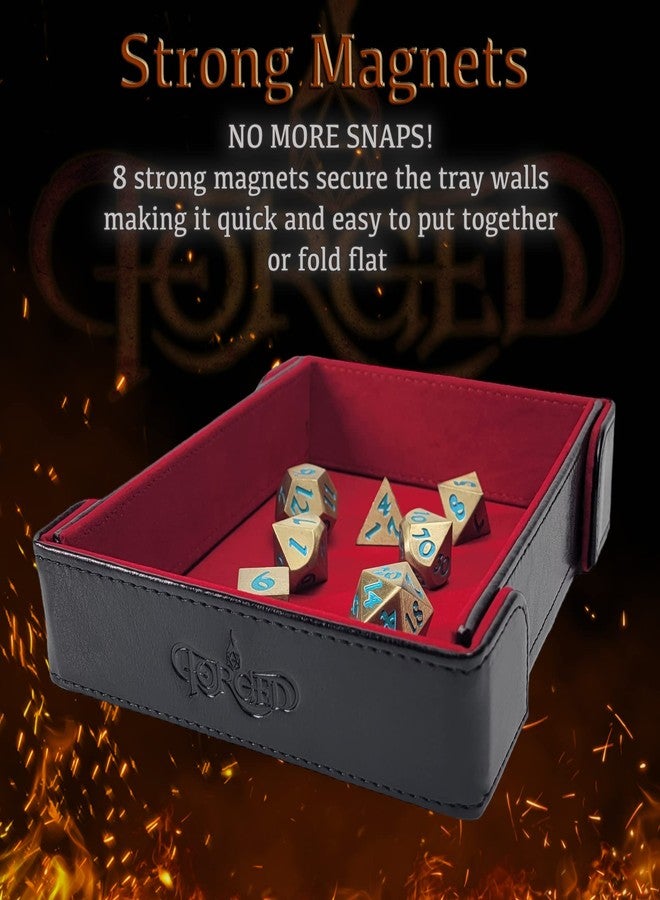 Forged Dice Co. 6 Inch Magnetic Folding Dice Tray - Portable Folding Dice Rolling Tray for use as DND Dice Tray D&D Dice Tray or Dice Game - Quiets Rolling Metal Dice and Folds Flat - Red - Image 3