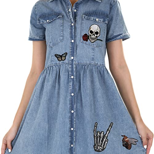 Cazzon Dark Embroidered Applique Iron On Patches for Backpacks, Rock Band Patches for Jackets, Cool Sew Patch for Clothing, Jeans, Hats, DIY Accessories (Dark1 15 Pcs) - Image 3