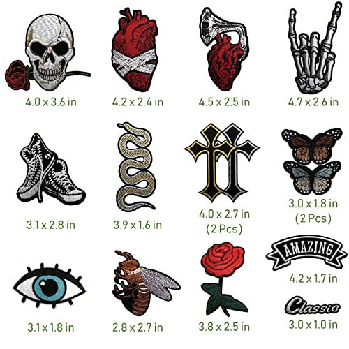 Cazzon Dark Embroidered Applique Iron On Patches for Backpacks, Rock Band Patches for Jackets, Cool Sew Patch for Clothing, Jeans, Hats, DIY Accessories (Dark1 15 Pcs) - Image 2