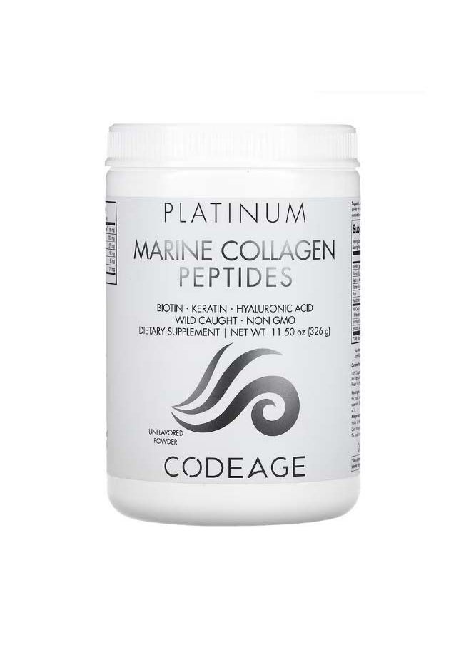 Codeage - Platinum Marine Collagen Peptides Powder Biotin Keratin Hyaluronic Acid Unflavored 11.5 oz 326 g - Image 1