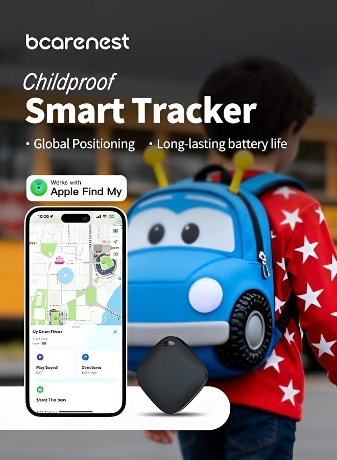 FINDER Black Smart Bluetooth Tracker Compatible with Apple Find My Dual Positioning Anti-Lost Locator for Wallet Luggage Bike Kids iOS Only Airtag Alternative - Image 3