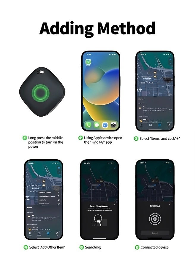 FINDER Black Smart Bluetooth Tracker Compatible with Apple Find My Dual Positioning Anti-Lost Locator for Wallet Luggage Bike Kids iOS Only Airtag Alternative - Image 5