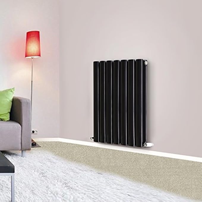 DESIGNER RADIATOR 600MM X 413MM BLACK HORIZONTAL DOUBLE OVAL COLUMN PANEL LUXURY CENTRAL HEATING RADIATORS - Image 3