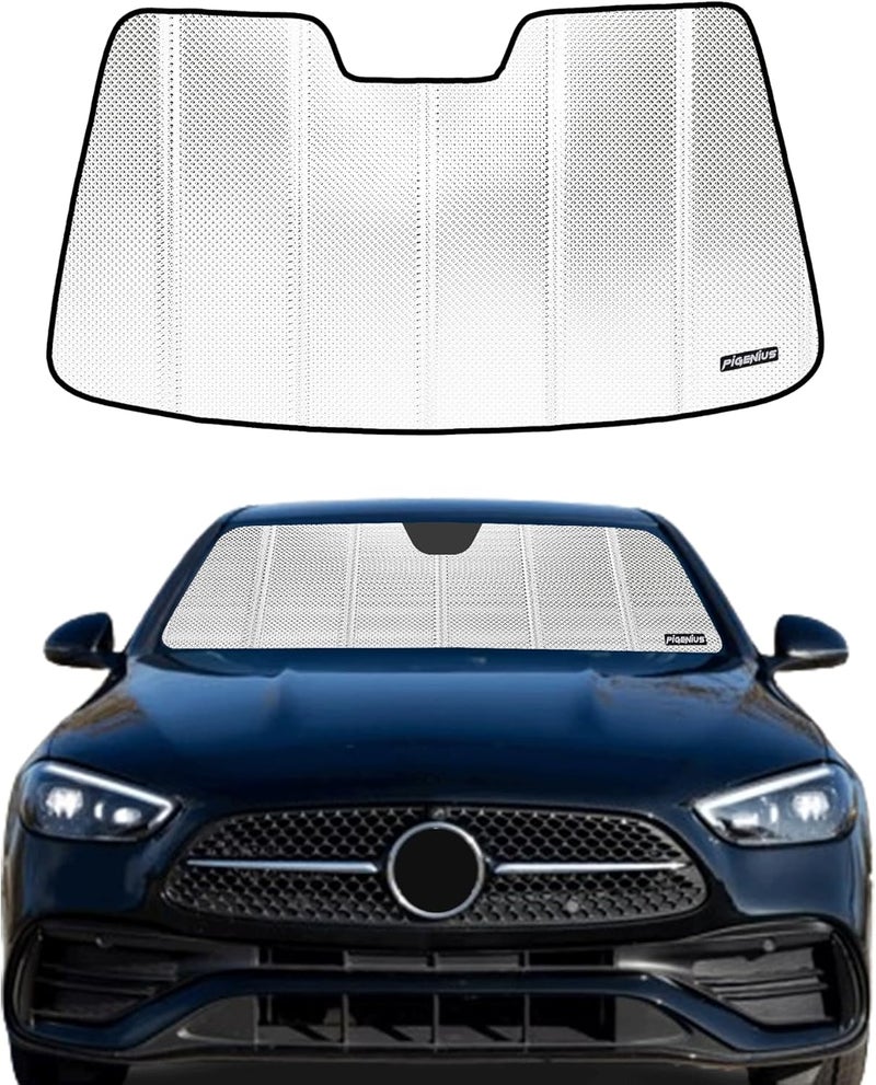 Pigenius Windshield Sun Shade for 2015-2021 Mercedes-Benz C-Class Sedan. 2024 Upgrade Reflective Aluminum Film Front Window Sunshade for Maximum Interior Protection, B-SS539 - Image 1