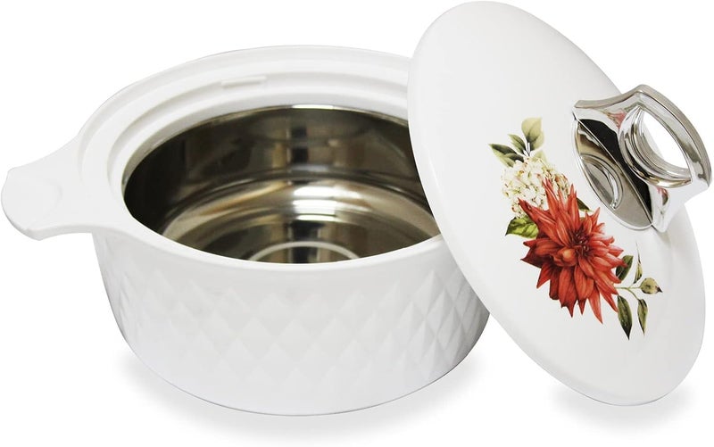 Asian Casserole Hotpot, Stainless Steel insulated Hot Pot, Food Warmer, Keeps Food Warm for Hours | Diamond | Set of 3 Pcs | 1.5L, 2.5L, 3.5L (White) - Image 3