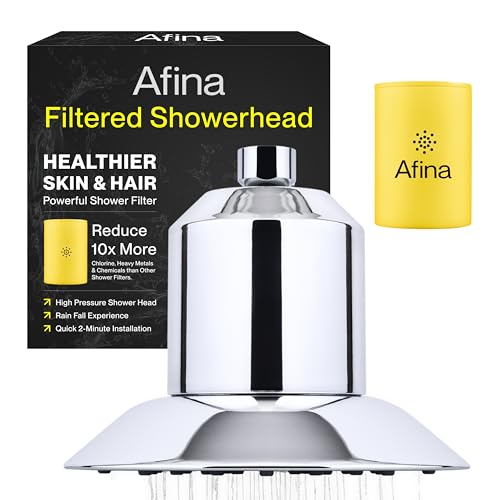 Afina Filtered Shower Head, Shower Filter for Hard Water | Improves Skin & Hair by Removing Chlorine & Toxic Chemicals from Hard Water | High Pressure Shower Filter Head Water Filter (Chrome) - Image 1