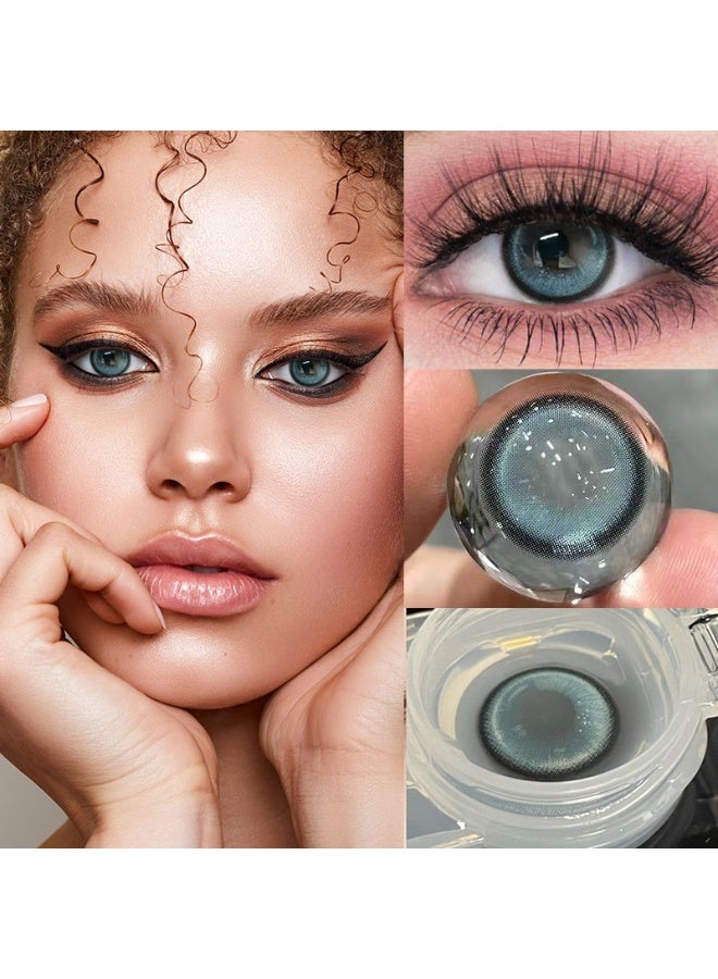 هابييمين عدسات لاصقة تجميلية سنوية للجنسين بلون بحيرة البجع الأزرق، مجموعة تكبير مع علبة - Image 1