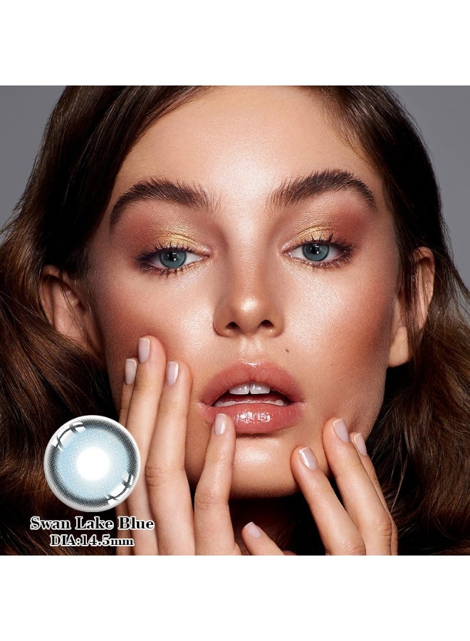 هابييمين عدسات لاصقة تجميلية سنوية للجنسين بلون بحيرة البجع الأزرق، مجموعة تكبير مع علبة - Image 2