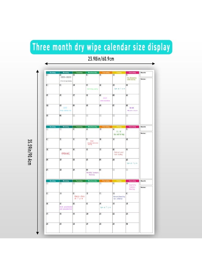 جدول تقويم كبير جدًا للوردية النهارية - جدول أجندة غير مروض لمدة 3 أشهر، ولوحة بيضاء قابلة للمسح وإعادة الاستخدام - Image 2