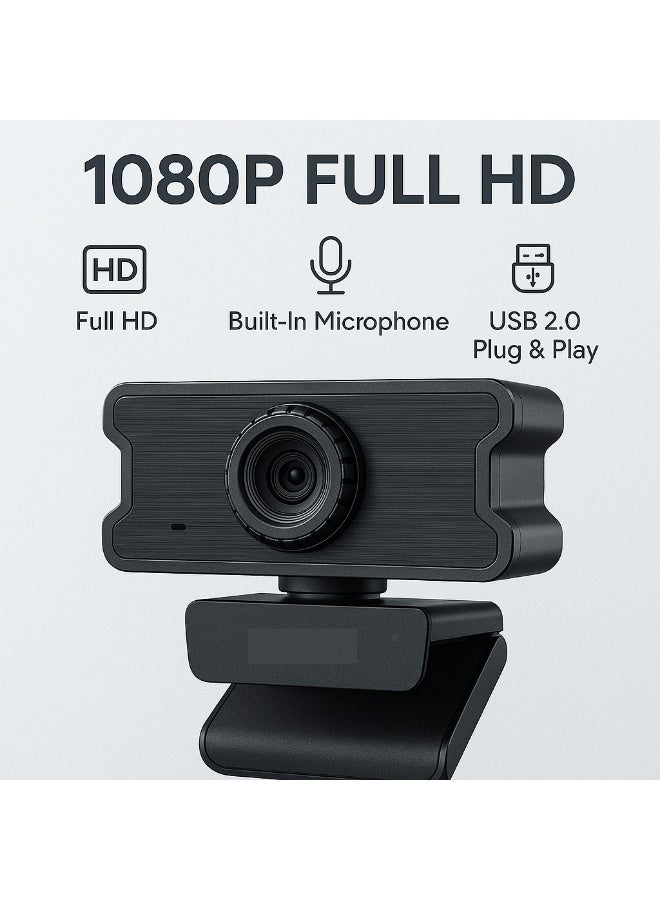 1080P Full HD Webcam - PC-W10 with Built-in Microphone and Aluminum Design - USB Plug & Play - Manual Focus and High Image Quality - Black - Image 5