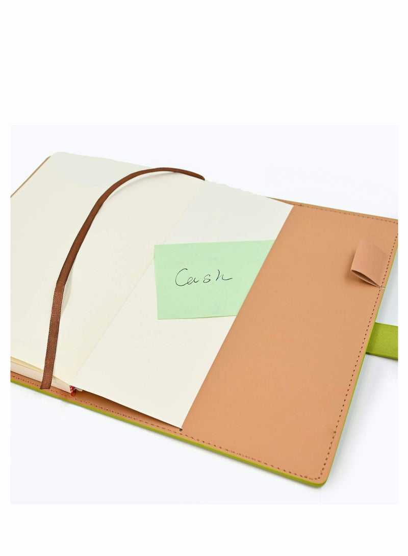A5 Journal Notebook PU Leather Hardcover Diary Lined with Pocket Pen Holder, Classic Square Magnetic Buckle - Image 2