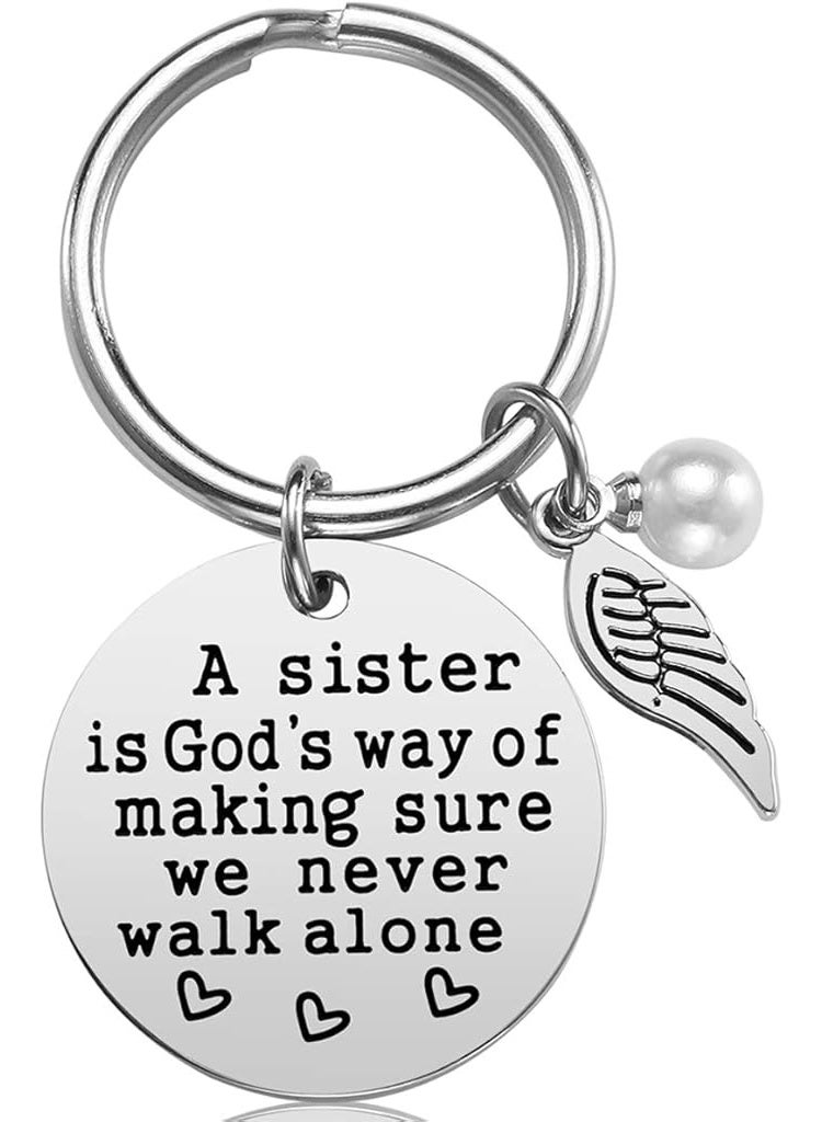 iJuqi Sister Gift from Sister - A Sister is God's Way of Making Sure We Never Walk Alone Sister Keychain Sister Jewelry Christmas Birthday Gifts for Sisters - Image 1