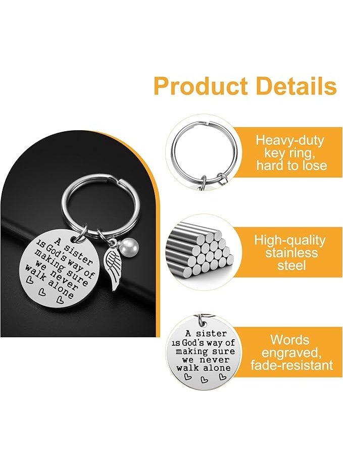 iJuqi Sister Gift from Sister - A Sister is God's Way of Making Sure We Never Walk Alone Sister Keychain Sister Jewelry Christmas Birthday Gifts for Sisters - Image 2