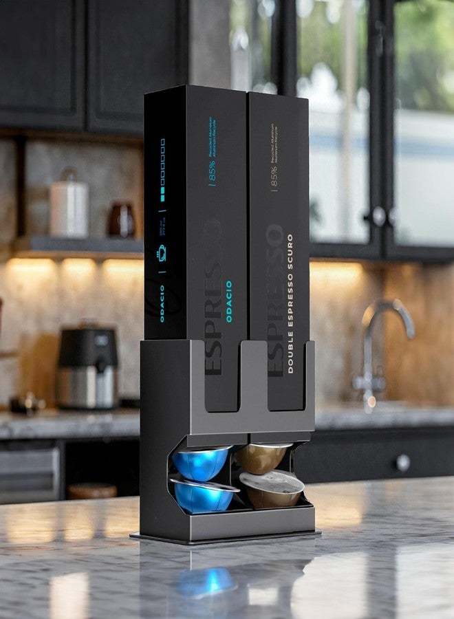 GALVANOX Countertop Dispenser for Nespresso Vertuo Pods Holder (2 Box Sleeve Holder) Freestanding Organizer Stand, Non-Slip Steel Base, Dispenses 2 Coffee Flavors (20 Vertuoline Pods) - Image 2